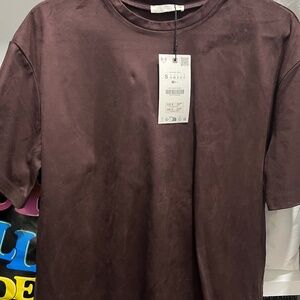 Zara burgundy velvet top nwt sz small